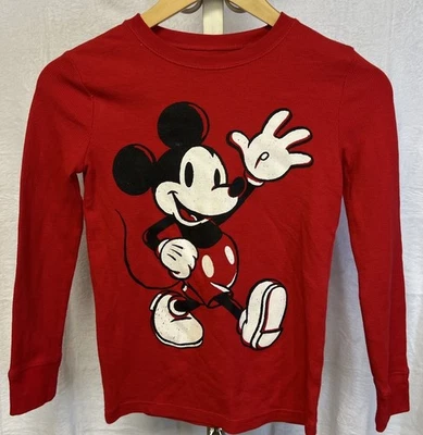 Mickey Mouse Holiday Waffle Tejido Térmico Rojo Disney Niños Talla 8 Manga Larga Foto 1 de 4