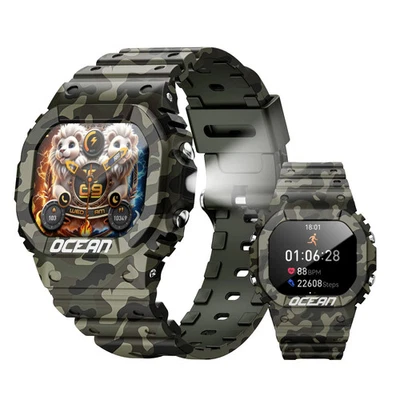 Military Smart Watch For Men's Bluetooth Call Rugged Fitness Tracker Waterproof - Image 1 of 4