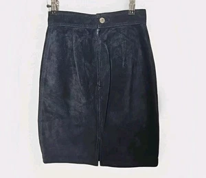 United Colors Of Benetton Leather Skirt Made In Italy Black XS Whimsigoth Goth - Picture 1 of 11