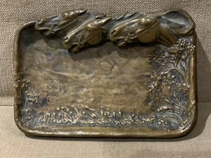 Atemberaubender Vintage Bronze Reiter Tablett Aschenbecher - Bild 1 von 10