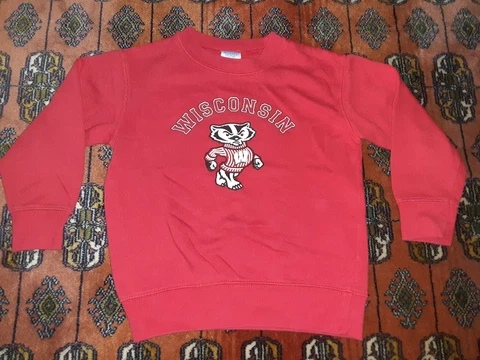 Wisconsin Badger Kids Sweatshirt Size 4 Red Long Sleeve Cover