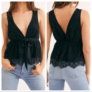 Free People Chante Lace Black Tank Size M NWT - Picture 1 of 4