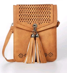 seOSTO Crossbody Bag Tassel Leather Small  Cell Phone Purse Holder  - NEW!! - Picture 1 of 7