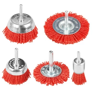 5pcs Nylon Filament Abrasive Wire Brush Wheel & Cup Brush Set with 1/4 Hex Shank - Picture 1 of 7