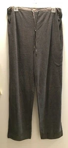 French Dressing Woman Cotton Drawstring Long Pajama Pants Gray Satin Trim M - Picture 1 of 10