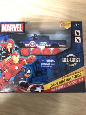 Kit Modelo Marvel 4x4 Camión 4.5" Capitán American 2019 Ford Ranger Azul Foto 1 de 4