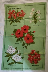 Toalla de lino irlandesa Bermuda Flowers 30" X 20" lino puro Irlanda Ulster #4860 - Imagen 1 de 6