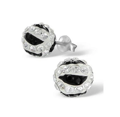 Brincos de prata esterlina 925 com bola de cristal transparente - Imagem 1 de 2