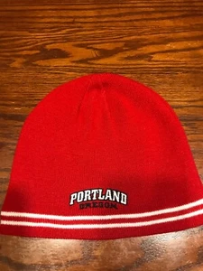 New Without Tags Red Portland Oregon Beanie Knit Hat (Y1) - Picture 1 of 6