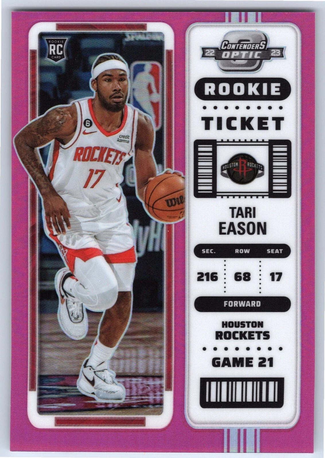2022-23 Panini Contenders Optic Tari Eason Rookie Ticket RC /75 Pink #10