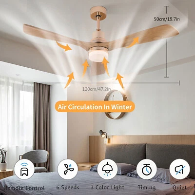 48" Outdoor Ceiling Fan Light With Remote Control  6 Speed Led Chandelier Lamp - Image 1 of 4