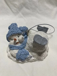 1999 Encore Snow Buddies Snowman Falling Down Christmas Ornament - Picture 1 of 5