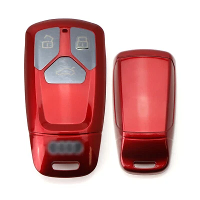 Cubierta de carcasa de llavero rojo brillante para Audi A4 A5 Q7 2017-up, llave inteligente TT 2016-up Foto 1 de 4