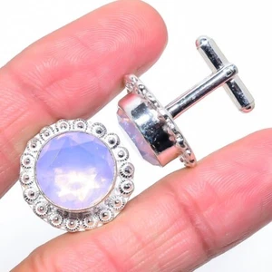 Pink Topaz Gemstone Handmade 925 Sterling Silver Jewelry Cufflink - Picture 1 of 1