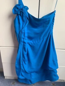 Blue oasis one shoulder polyester mini dress 8 - Picture 1 of 1