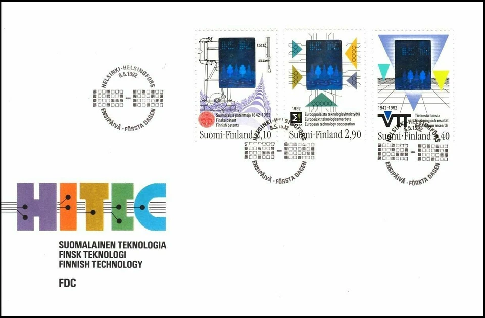 Hologram Stamps Finnish Hitec AI Technology Set Finland Mint FDC 1992 - Image 1 of 1