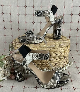 Franco Sarto "Noa" Sandalen mit Schlangenlederprägung und Absatz Größe 9,5 ultrahoch neu ohne Karton - Bild 1 von 8