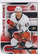 2022-23 UD SP GAME USED AUTHENTIC ROOKIES RED #213 DUCKS PAVOL REGENDA /223
