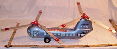 PIASECKI YH-16 HELICÓPTERO DE DOBLE HOJA JUGUETE DE FRICCIÓN DE ESTAÑO GRANDE JAPÓN Foto 1 de 4