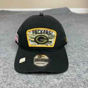 Green Bay Packers Mens Hat Snapback Black Trucker Football Salute To Service NFL - Picture 1 of 7