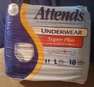 Attends UNDERWEAR SUPER PLUS leakage Barrier Size LARGE L 44" - 58" 18 Count - Picture 1 of 5