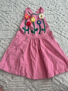 Girl's MINI BODEN Size 7-8 Pink Flower Applique Corduroy Jumper Dress - Picture 1 of 2