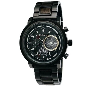 Holzwerk BRAMSCHE reloj cronógrafo de acero inoxidable y madera para hombre, negro - Imagen 1 de 6