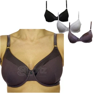 Ladies Underwired T-shirt Bra M S Memory Foam Girls Full Cup Multiple Colours - Picture 1 of 12