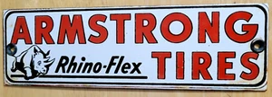 CREAMPUFF ! ARMSTRONG RHINO TIRES 8.5” X 2.5" PORCELAIN SIGN GAS OIL TRUCK X12/F - Picture 1 of 11