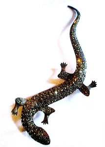 LRG. 5-5/8" VINTAGE 1930's ART DECO STERLING - MARCASITE LIZARD BROOCH - GERMANY - Picture 1 of 6