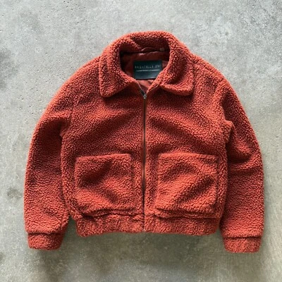 Chaqueta Bomber Y2K Mediana Roja Naranja Recortada Sherpa Vellón Cremallera Bagatelle Foto 1 de 4