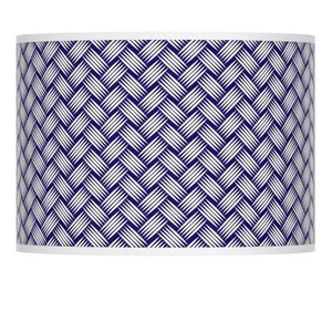 Drum Print Lamp Shade Color Weave Medium 13.5x13.5x10 Spider Harp and Finial - Picture 1 of 5