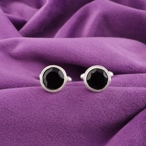 Daughters Day Sale Sterling Silver Natural Black Onyx Classic Cufflinks Jewelry - Picture 1 of 6