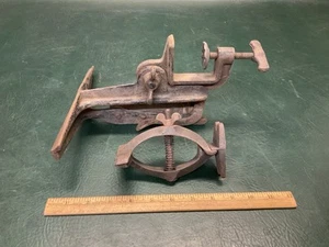 Vtg Sargent USA Hand Saw Sharpening Vise Filing 9" Jaws & Smaller Unmarked Vise - Picture 1 of 15
