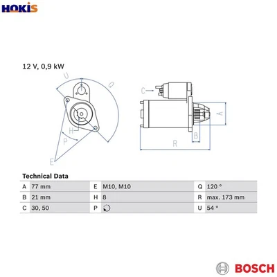 STARTER 0 986 025 720 FOR HYUNDAI ix35/SUV VELOSTER i40/CW i20 i30/II SOLARIS - Image 1 of 4
