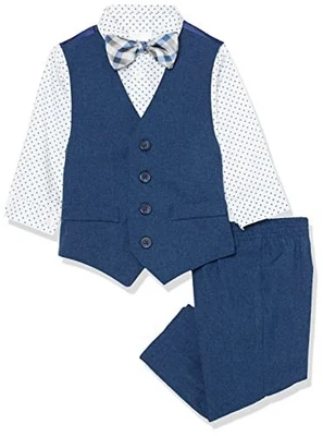 Van Heusen Boys 4-Piece Formal Suit Set, Vest, Dress Shirt, Tie, Blue Jean, 10R - Image 1 of 4