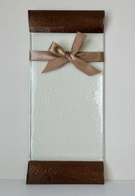 6.75x15” Hallmark Clear/Bronze Cheese/Chocolate Glass Platter Serving Tray - Image 1 of 4