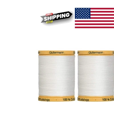 Paquete de 2 hilos de algodón natural de 876 yardas cada uno blanco hilo de coser multiusos Foto 1 de 2