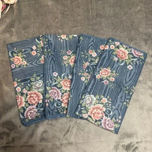 Vintage Blue/Pink Floral Cloth Napkins Set of 4 - Picture 1 of 4