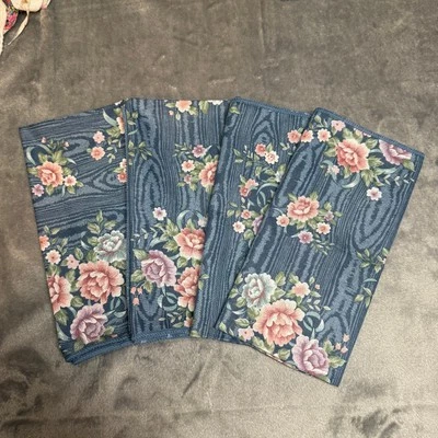 Vintage Blue/Pink Floral Cloth Napkins Set of 4 - Image 1 of 4