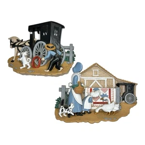 Burwood Products 2er Set Amish Szenen Wandbehang Deko Vintage Bauernhof 3D Vintage - Bild 1 von 11