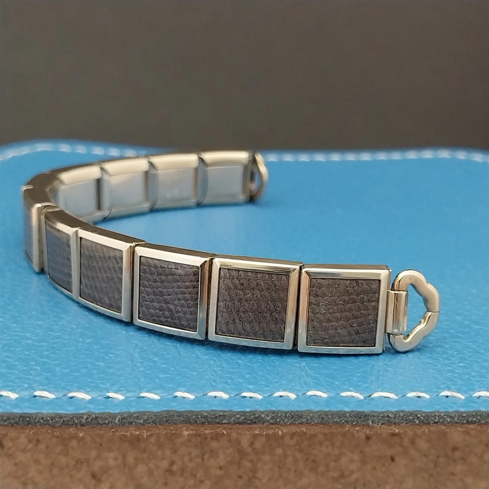 Correa de reloj vintage MCM 10k llena de oro y gris Speidel lagarto eslabones sin usar Foto 1 de 4