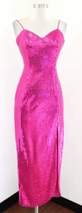 Vtg 90s Hot Pink Barbiecore Sparkly Sequin Evening Party Dress Sz 3 /4 XS XXS ? - Picture 1 of 10