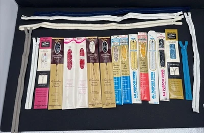 Lot of 20 Vintage NOS Zippers Talon J&p Coats Invisible Zephyr Metal Variety - Image 1 of 4
