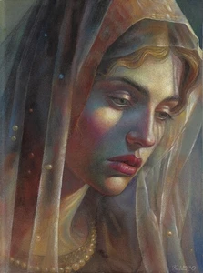original drawing 30 x 40 cm 124KO art pastel portrait of the immaculate virgin - Picture 1 of 5
