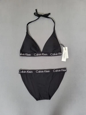 Conjunto de bikini triángulo con logotipo elástico cintura baja XL de Calvin Klein para mujer  Foto 1 de 4