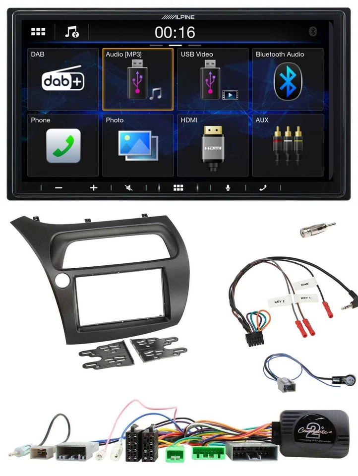 Alpine Bluetooth 2DIN Lenkrad DAB USB Autoradio für Honda Civic 2006-2012 - Bild 1 von 4