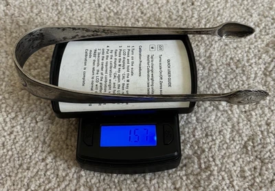 18th C (?) Antique American Coin Silver Sugar Tongs W. G. Forbes NY Bright Cut - Image 1 of 4