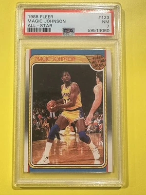 Fleer All Star Team 1988 baloncesto #123 Magic Johnson PSA 7 Foto 1 de 2