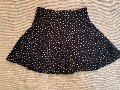Ladies M&S Navy Patterned Short Jersey Flared Skirt Size 8 Petite - Image 1 of 3